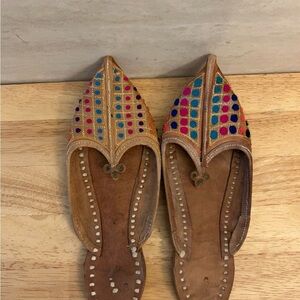 Handmade Leather Punjabi Jutti Shoes vibrant, multi-colored